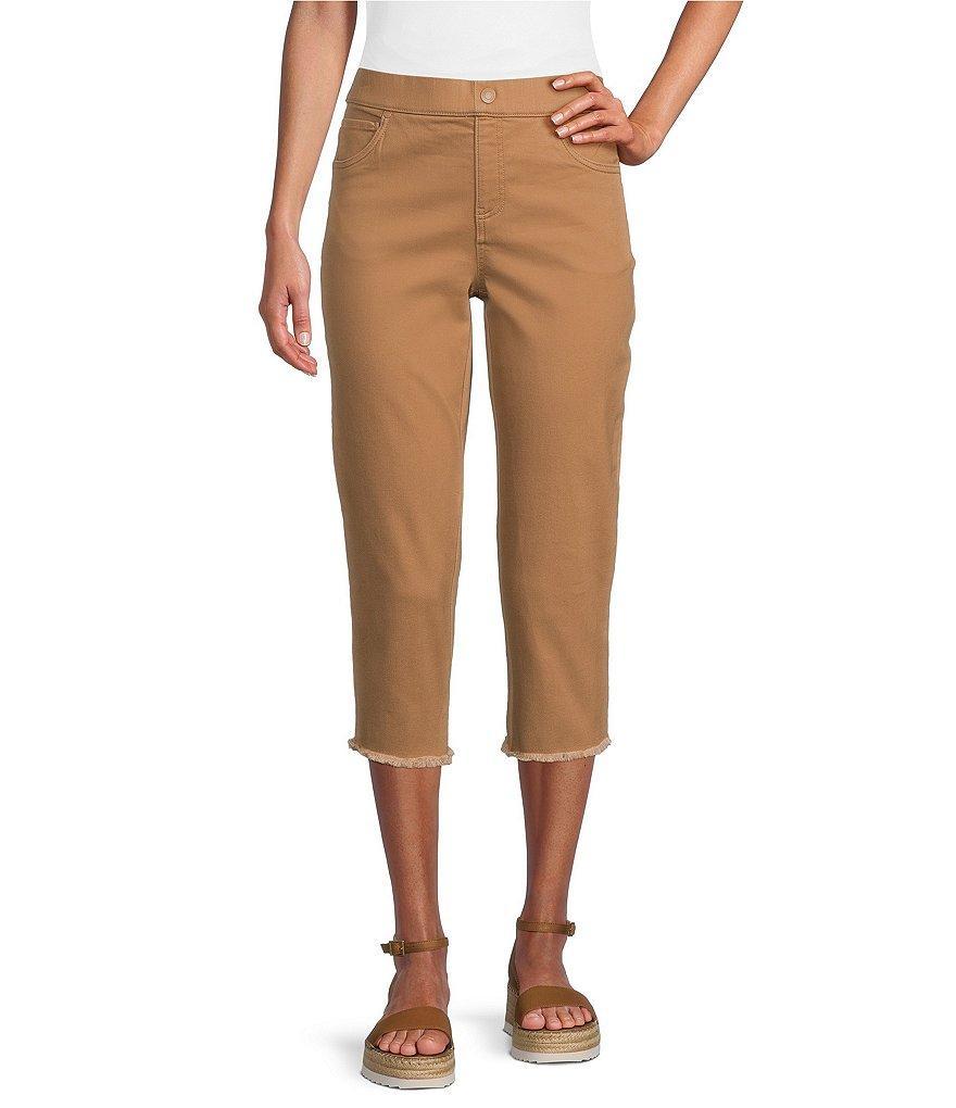 Intro Straight Slim Leg Frayed Hem Capri Pull-On Pants Product Image