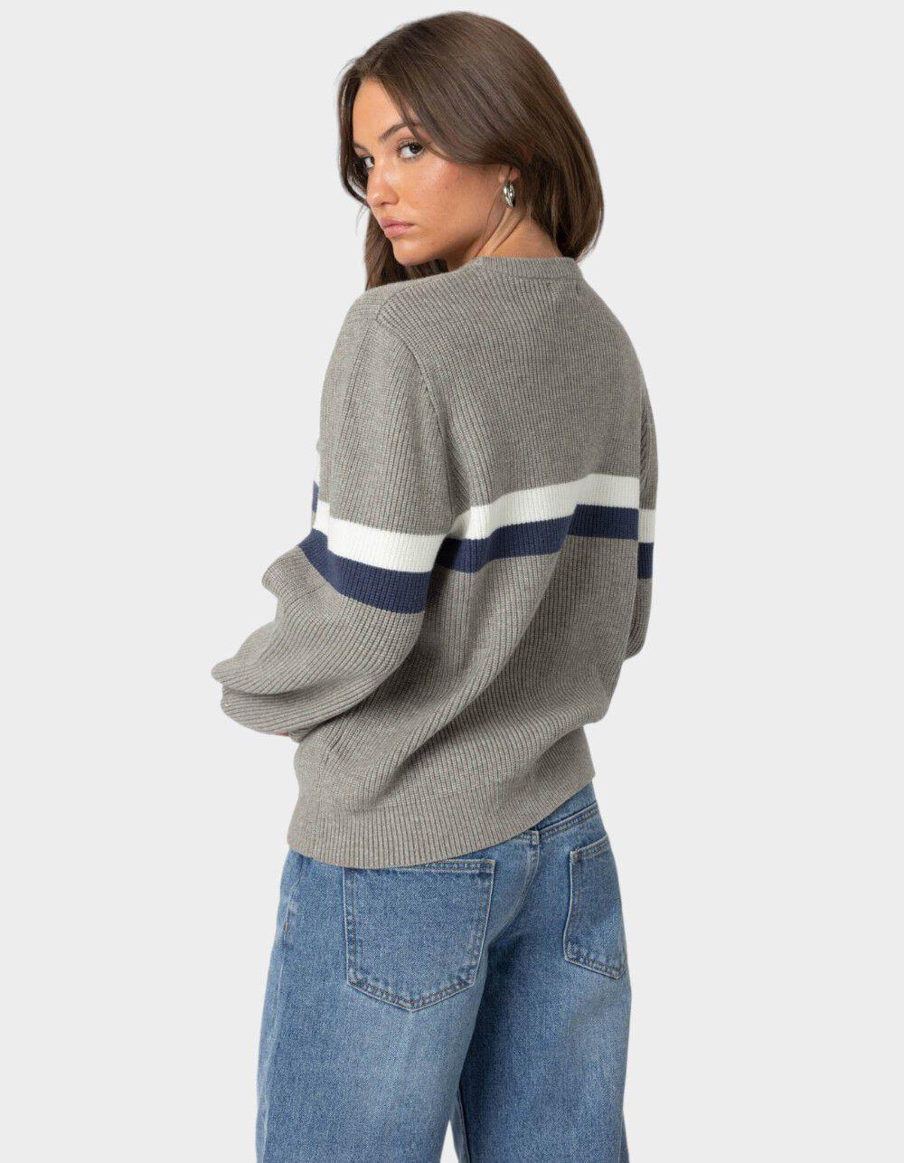 EDIKTED Nautical Striped Oversized Sweater - GRAY Product Image