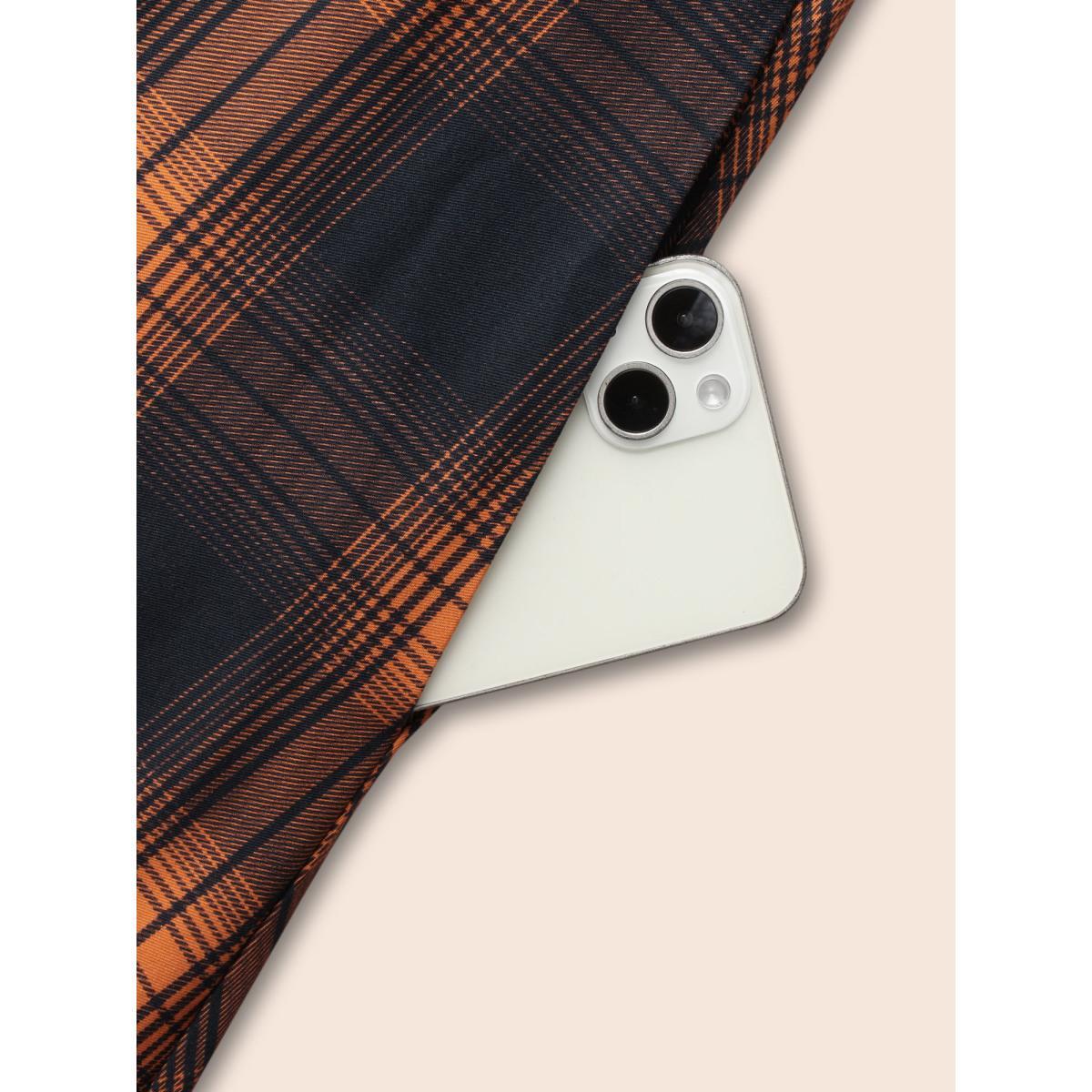 Plus Size Stretchy Plaid Contrast Splicing Midi Dress Brightorange Women Cocktail Non Party Curvy Bloomchic 14-16/1X Product Image