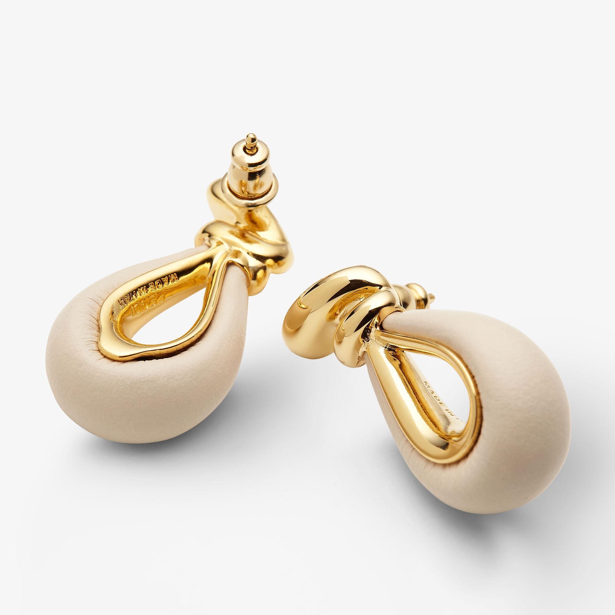 Fendi Filo earringsCamelia leather and gold-colored metal earrings Product Image