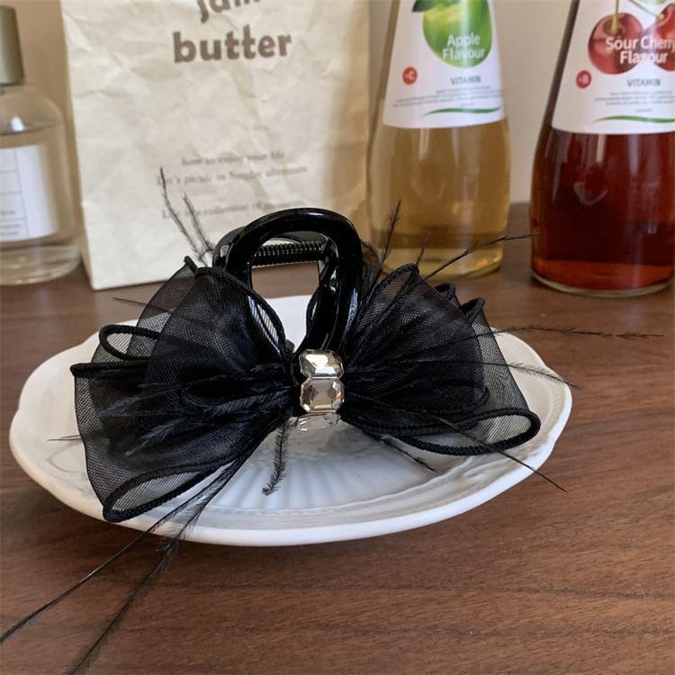 Rhinestone Ribbon Bow Hair Claw Product Image
