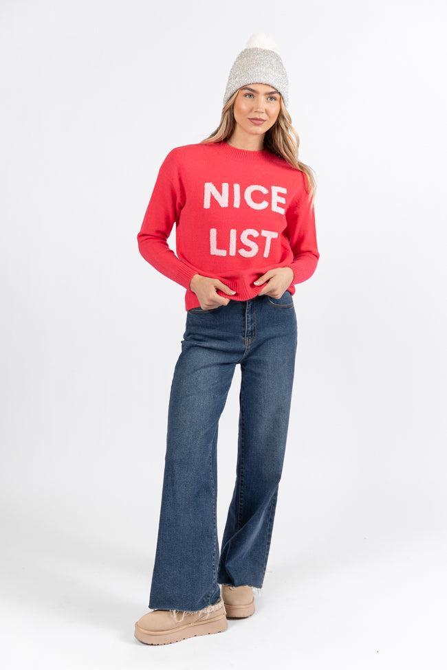 Nice List Red Crew Neck Sweater  FINAL SALE Product Image