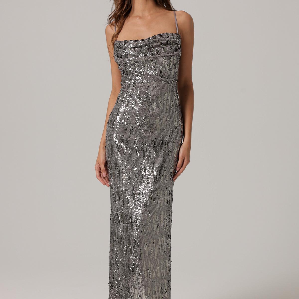 "Cache" S/L Sequin Midi Dress Product Image
