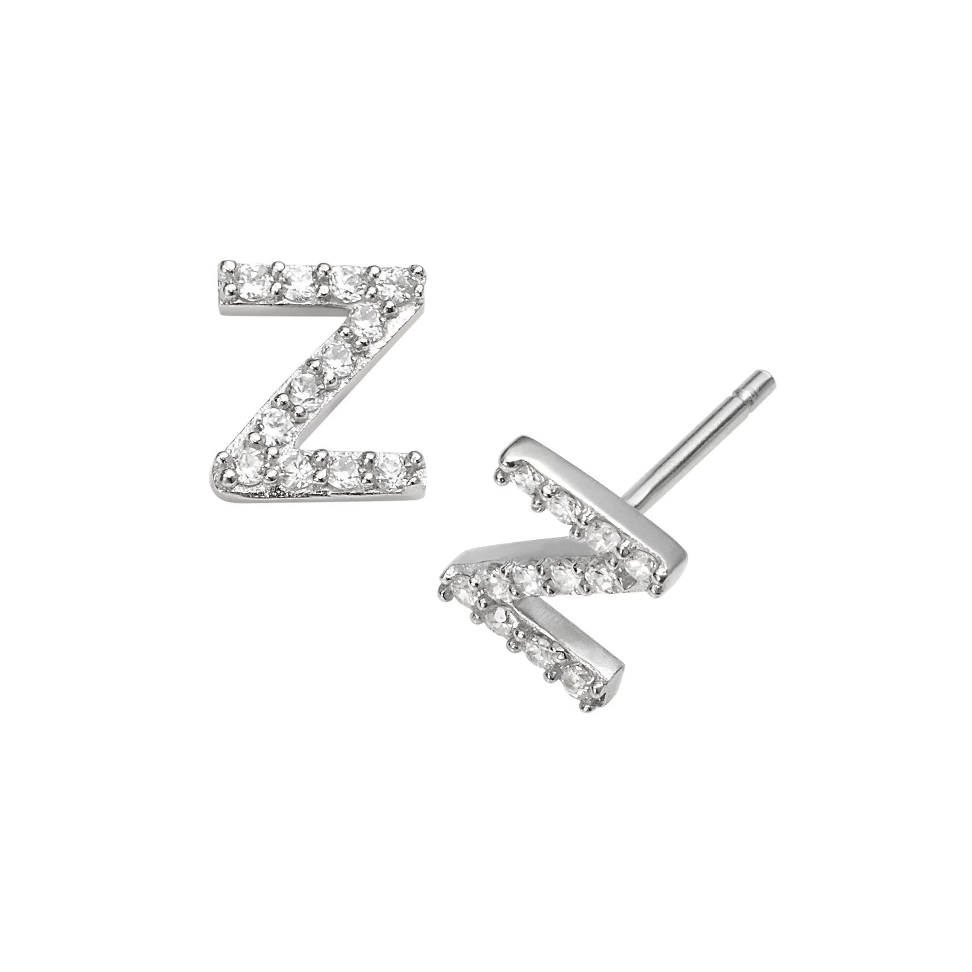 Sophie Miller Sterling Silver Cubic Zirconia Initial Stud Earrings, Womens Product Image