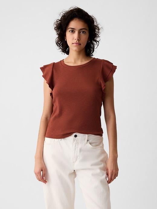 Essential Rib Flutter-Sleeve Shirt Product Image