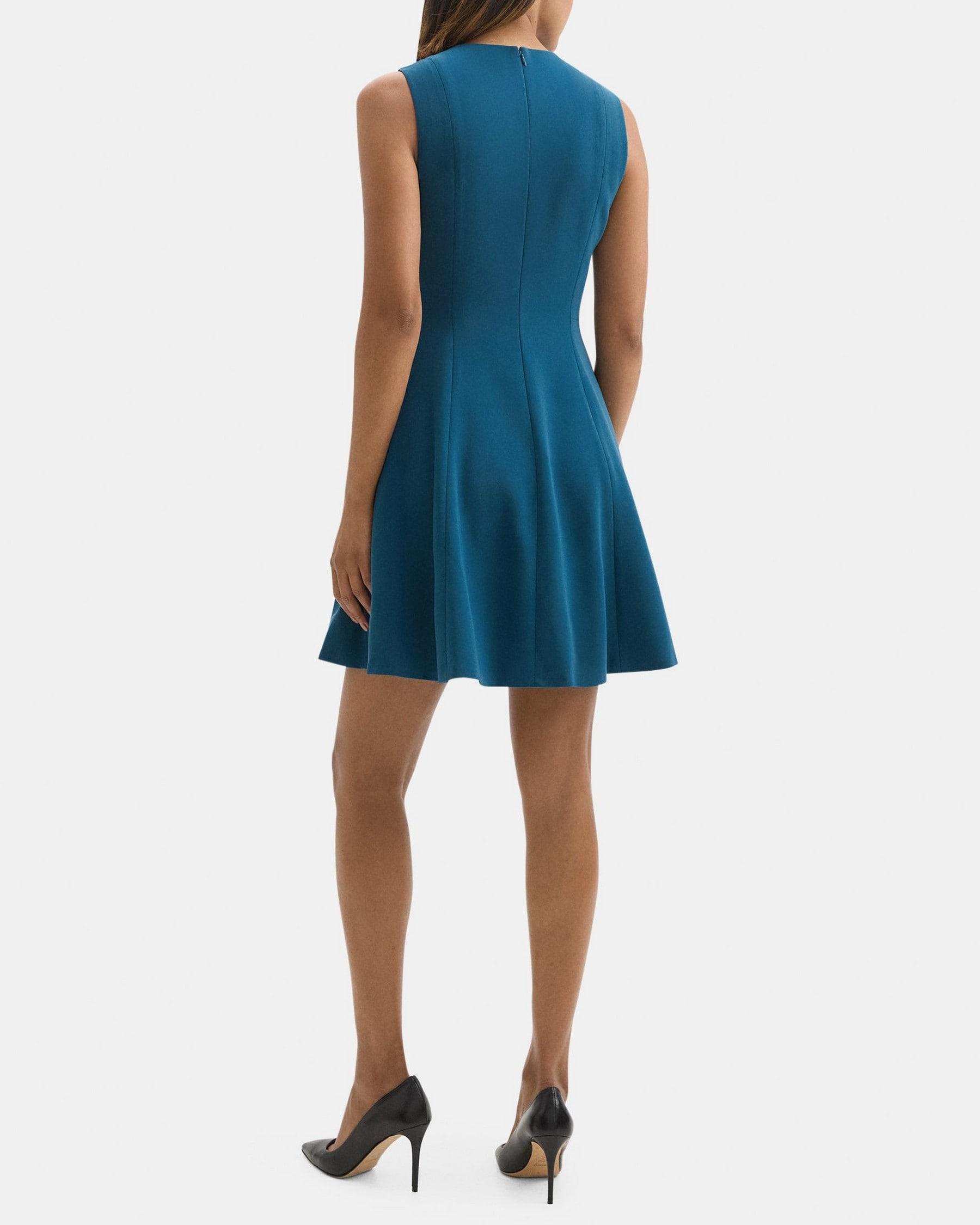 Sleeveless Fit-and-Flare Dress in Crepe Product Image