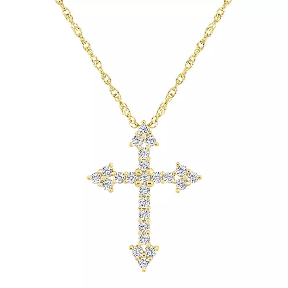 Alyson Layne 10k Gold 1/2 Carat T.W. Diamond Cross Pendant Necklace, Women's, Size: 18" Product Image