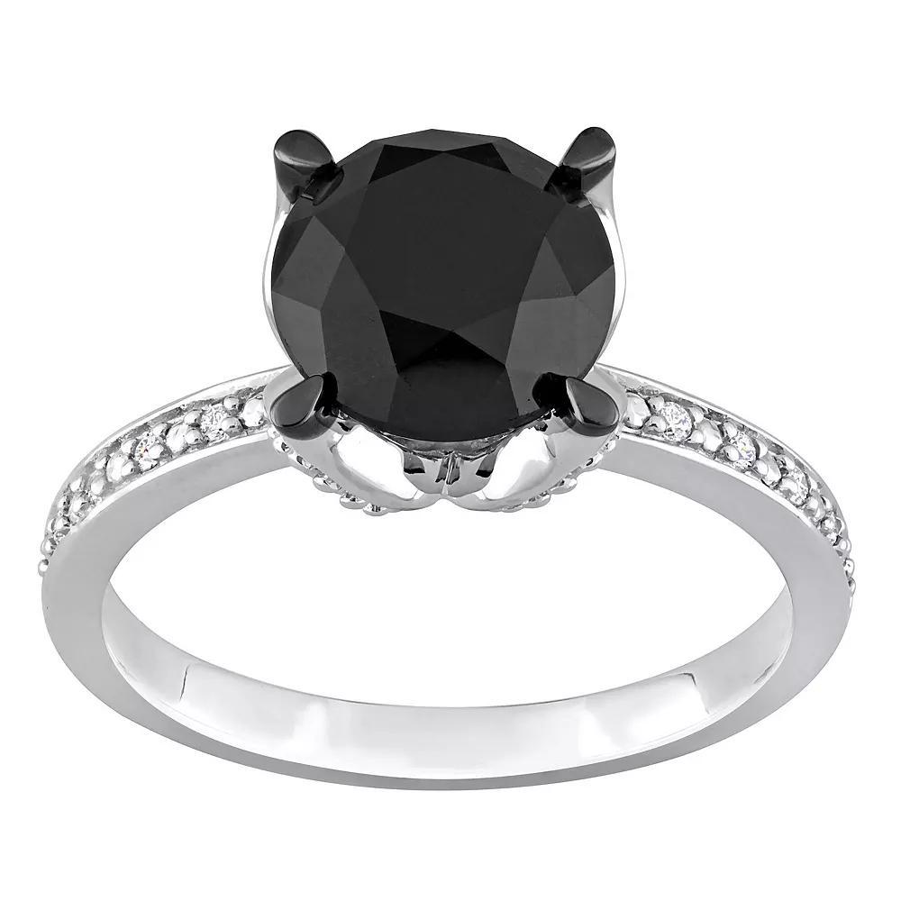 Stella Grace 14k White Gold 3 Carat T.W. Black & White Diamond Engagement Ring, Women's, Size: 10 Product Image