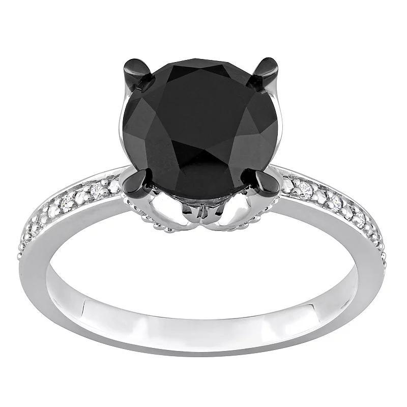 Stella Grace 14k White Gold 3 Carat T.W. Black & White Diamond Engagement Ring, Women's, Size: 10 Product Image