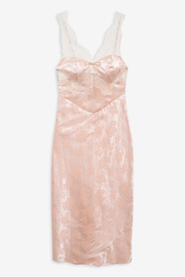 Audrey Jacquard Midi Slip — Pink Product Image