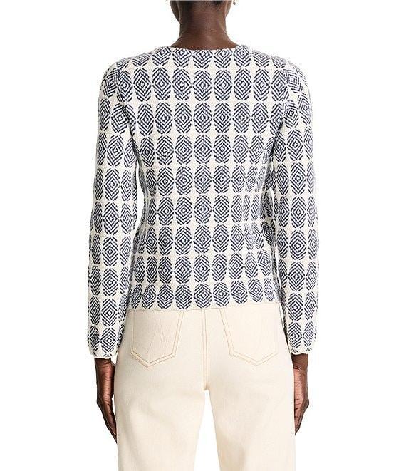 NIC + ZOE Stacked Medallions Knit Round Neck Long Sleeve Jacket Product Image