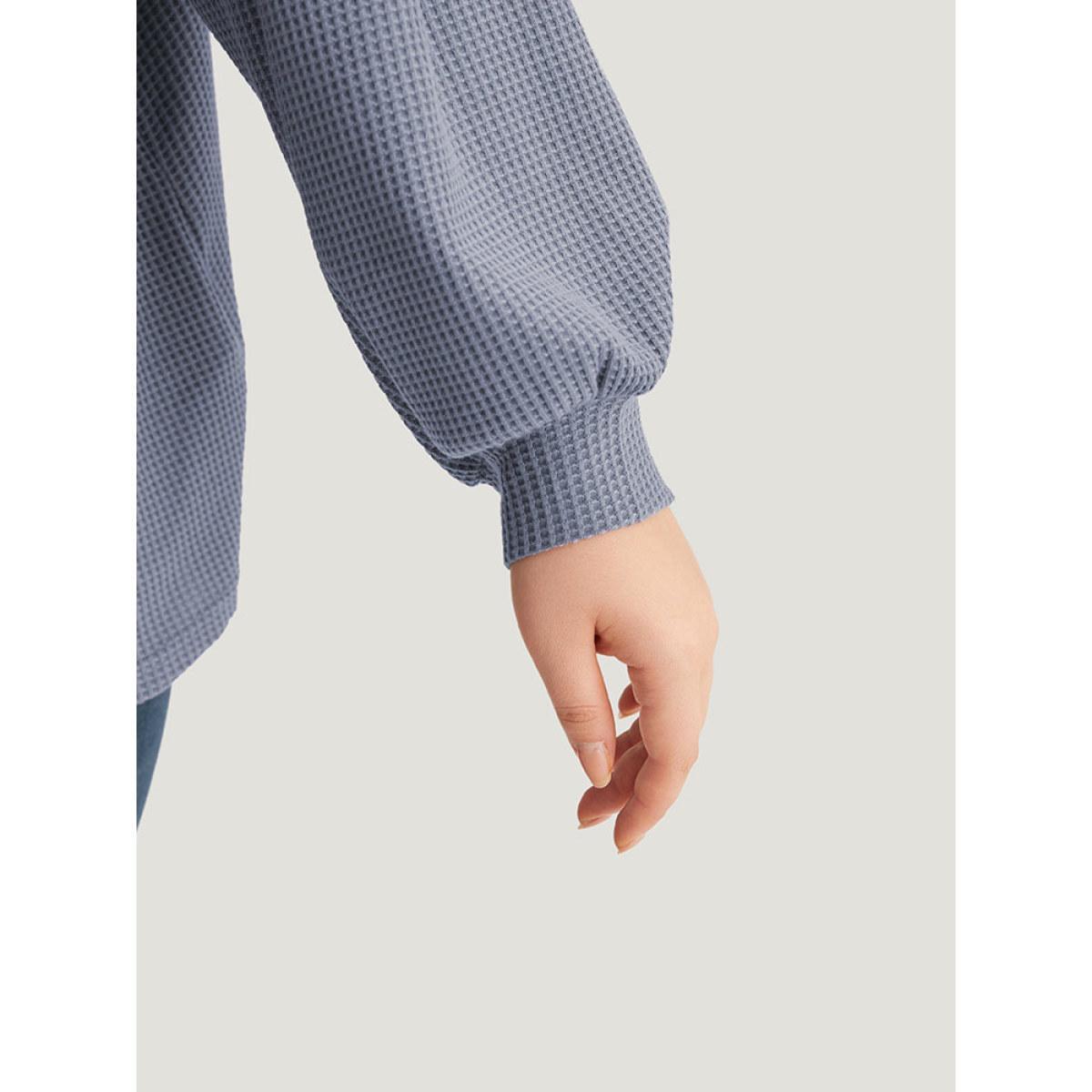 Plus Size Plain Texture Pocket Button Through Drawstring Hooded Jacket Women Stone Texture Pocket Dailywear Jackets BloomChic 30/6X Product Image