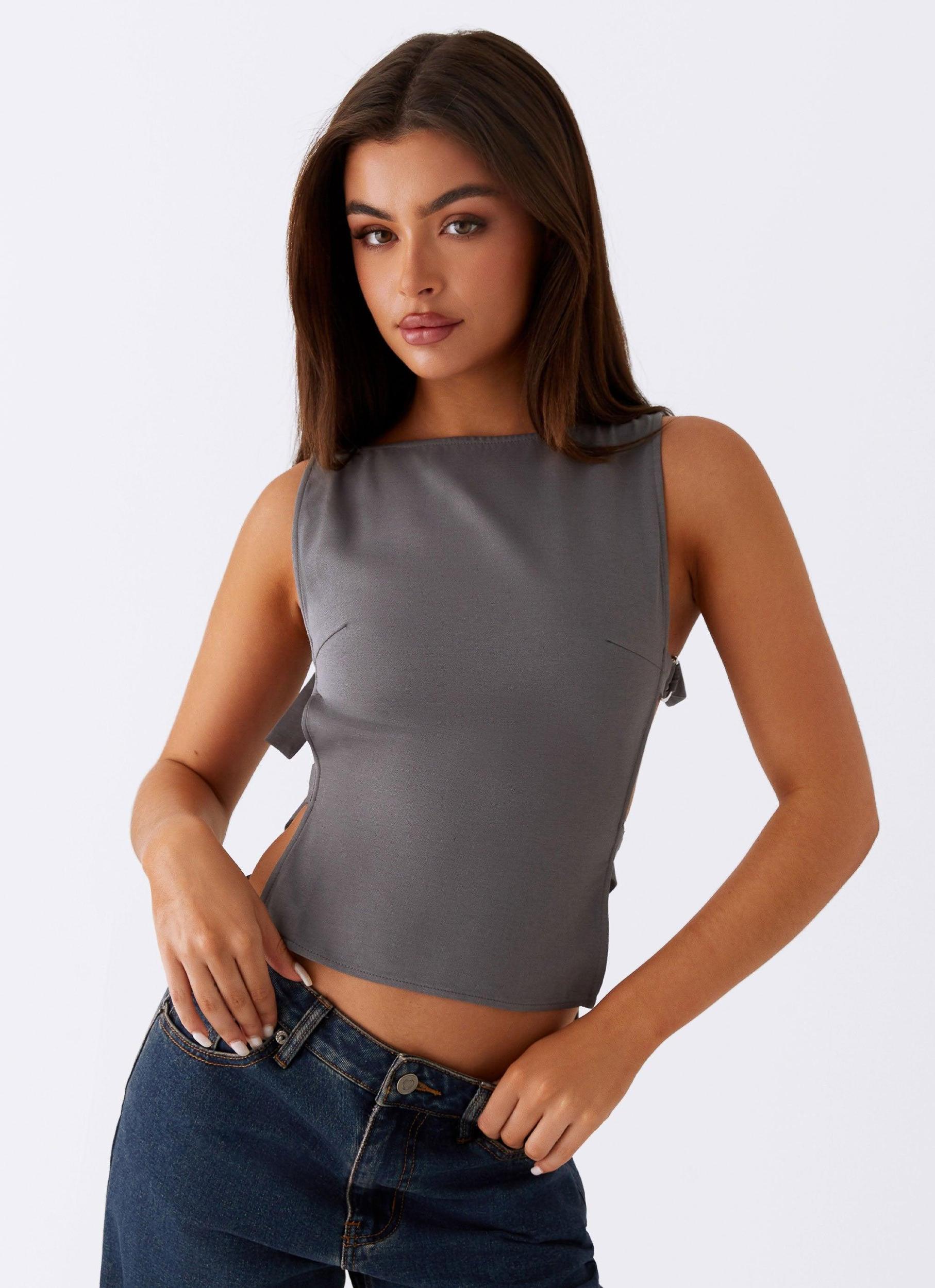 Cherish You Buckle Top - Charcoal Product Image