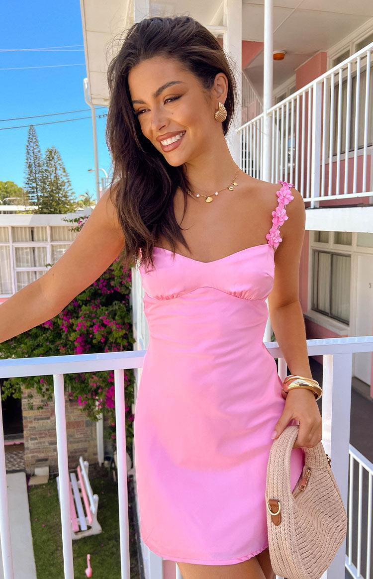 Marbelle Hot Pink Satin Mini Dress Product Image