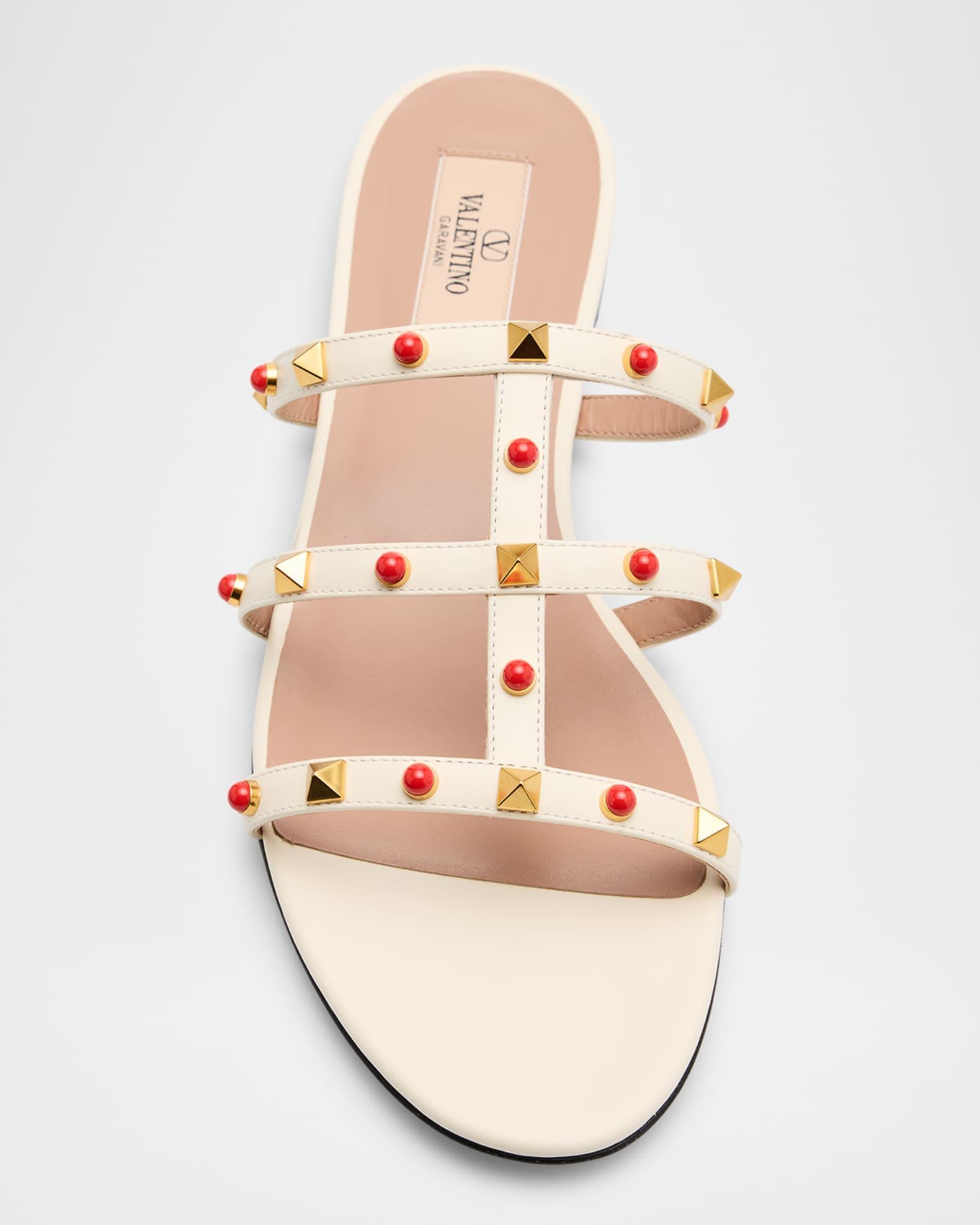 Rockstud Caged Leather Flat Sandals Product Image