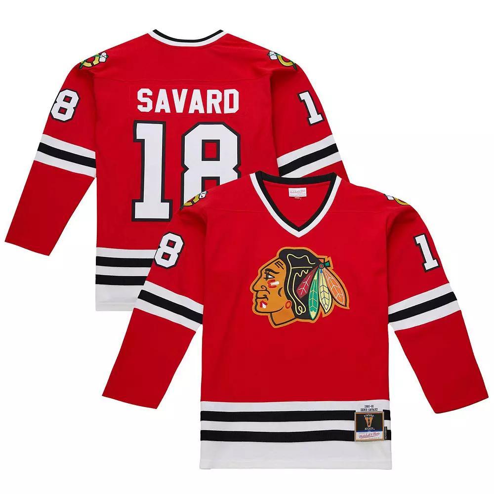 Men's Denis Savard Scarlet Chicago Blackhawks 1980-81 Power Play Jersey, Size: Medium, Red Product Image