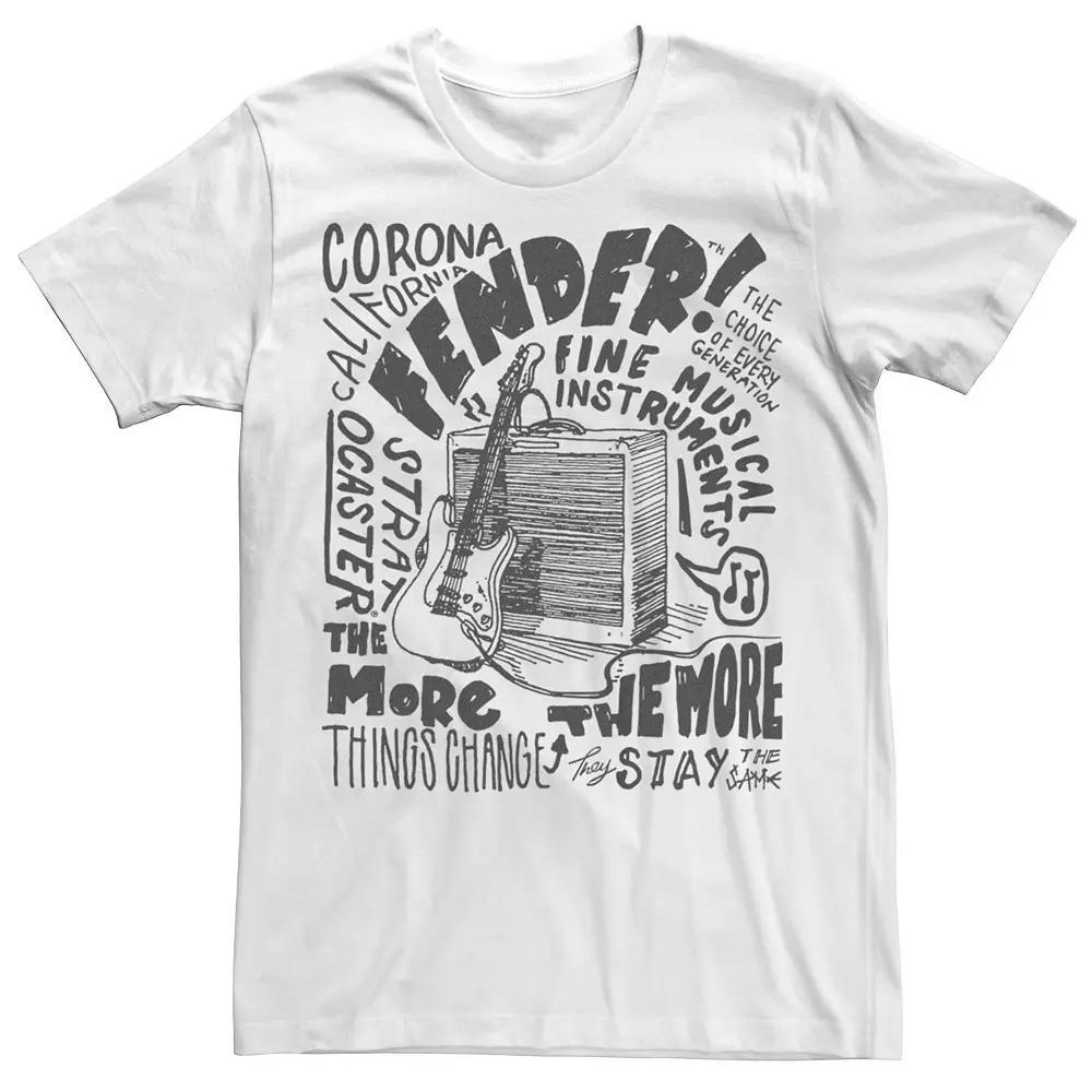 Men's Fender Guitar And Amp Marker Draw Poster Graphic Tee, Size: Large, White Product Image