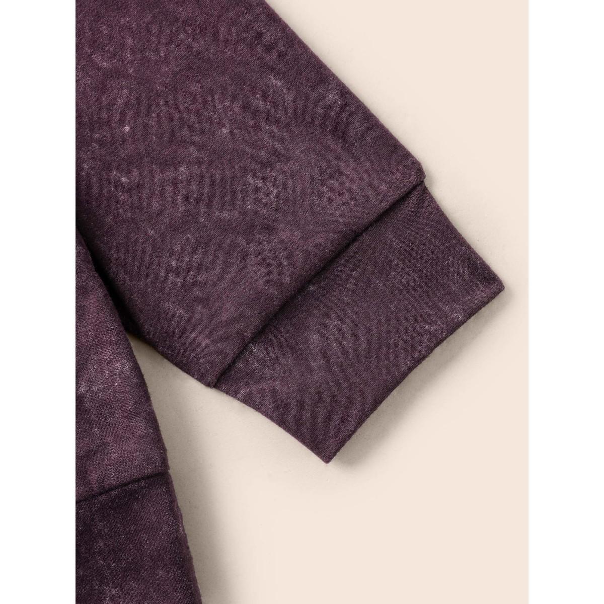 Plus Size Hooded Ties Pocket Elastic Cuffs Sweatshirt Women Purple Casual Elastic cuffs Hooded Dailywear Sweatshirts BloomChic 10/M Product Image