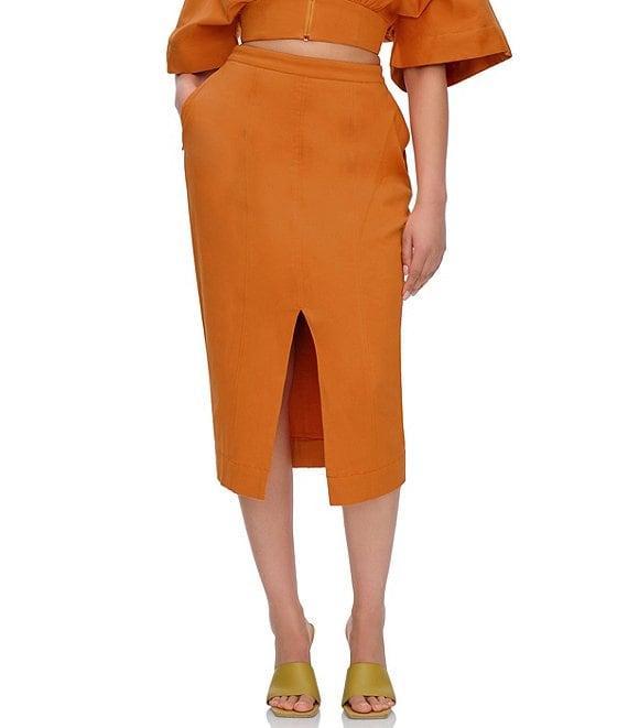 Andrea Iyamah Alu High Rise Front Slit Midi Skirt Product Image