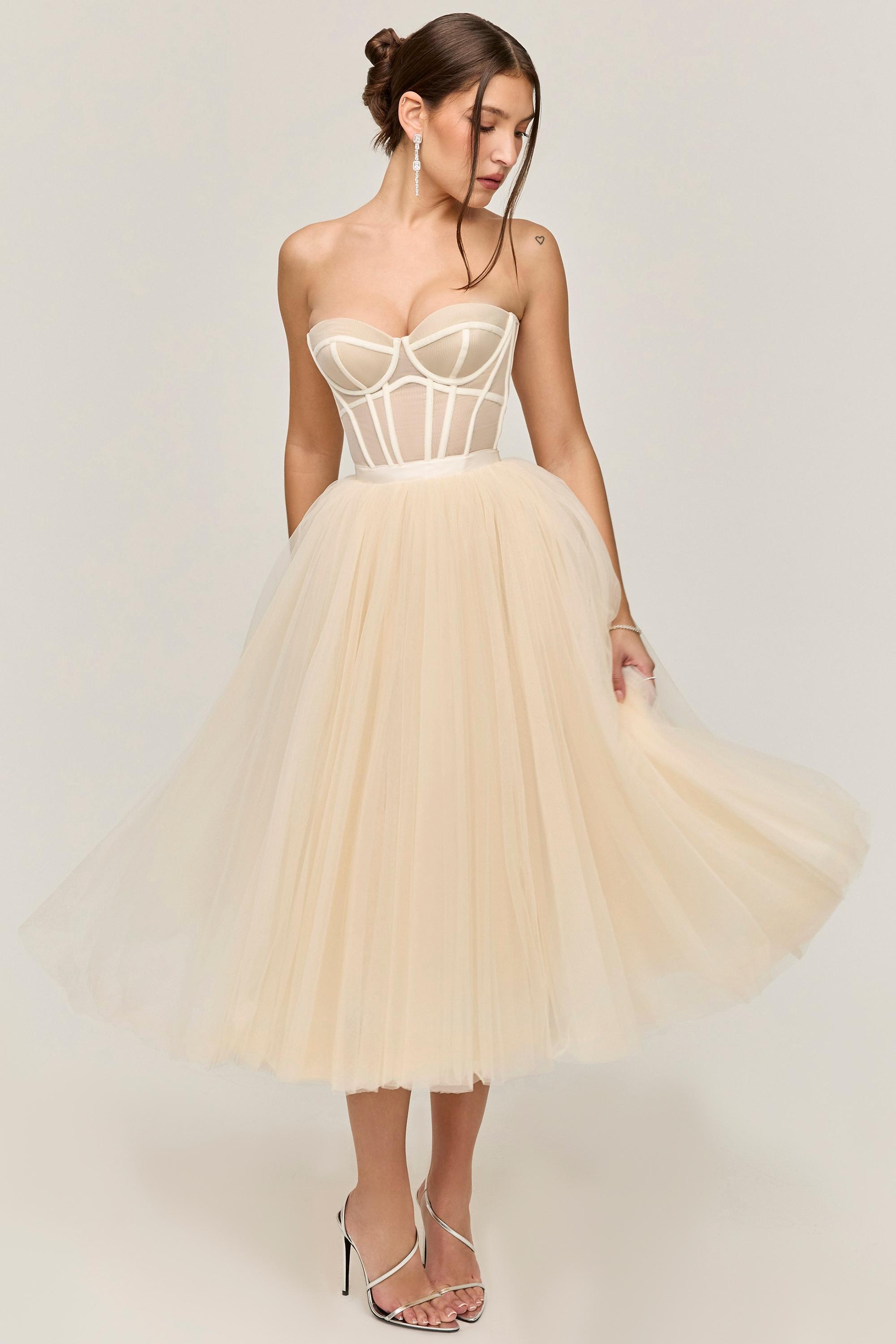 Darling Vintage Cream Tulle Midi Dress Product Image