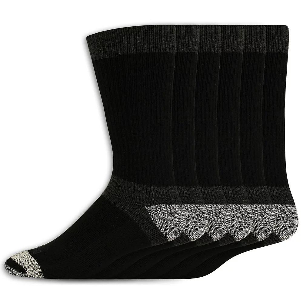 Dickies Men's 6pk Dri-Tech Max Cushion Crew Socks 6-12: Midweight, Tagless, Solid Pattern Product Image