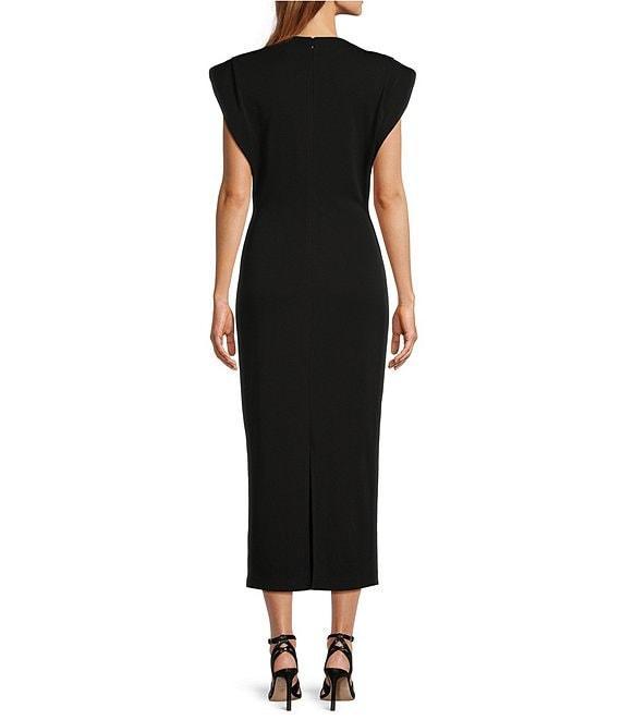 Antonio Melani Harper Matte Jersey Mock Neck Dropped Cap Sleeve Midi Sheath Dress Product Image