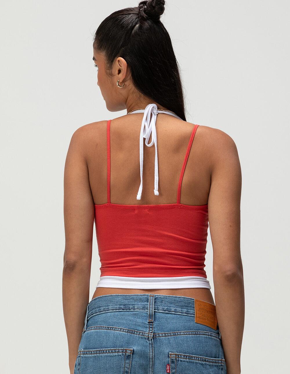 TILLYS Womens Double Layer Cami - RED/WHITE Product Image