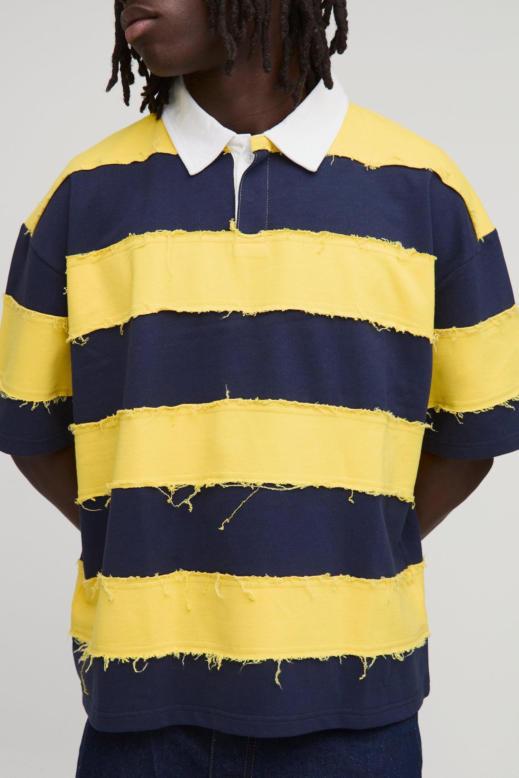 Oversized Boxy Distressed Short Sleeve Rugby Polo | boohooMAN USA Product Image