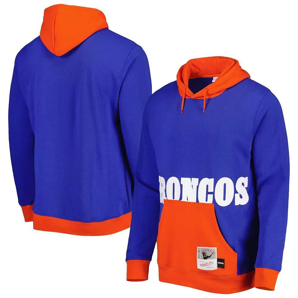 Men's Mitchell & Ness Royal Denver Broncos Big Face 5.0 Pullover Hoodie, Size: Medium, Blue Product Image