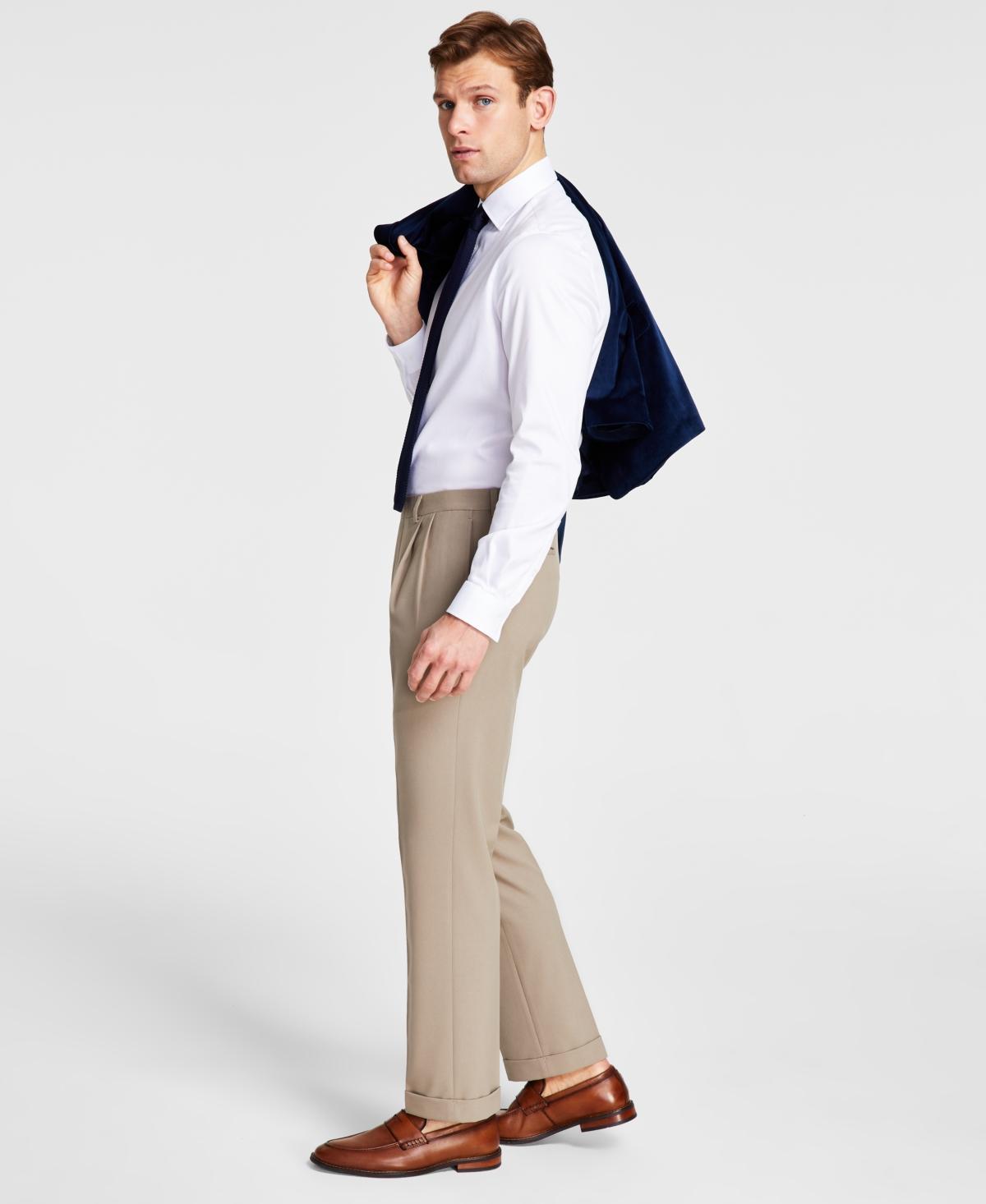 Michael Kors Mens Pleated Solid Classic Fit Pants Product Image