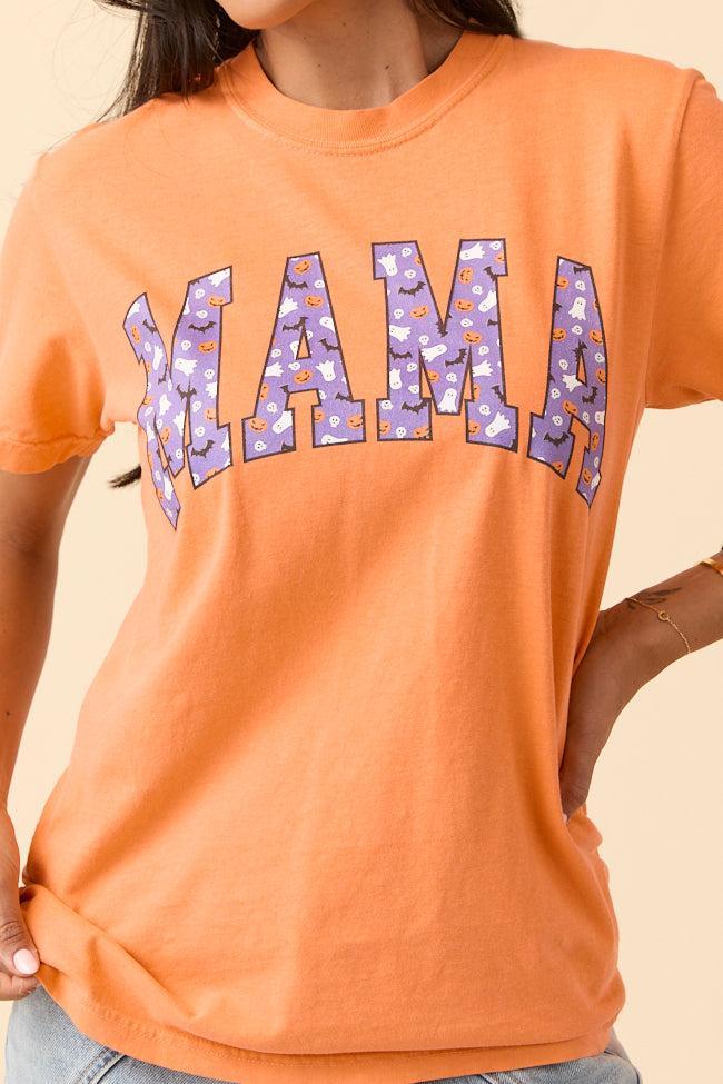 Mama Block Purple Halloween Print Burnt Orange Graphic Tee SALE Product Image