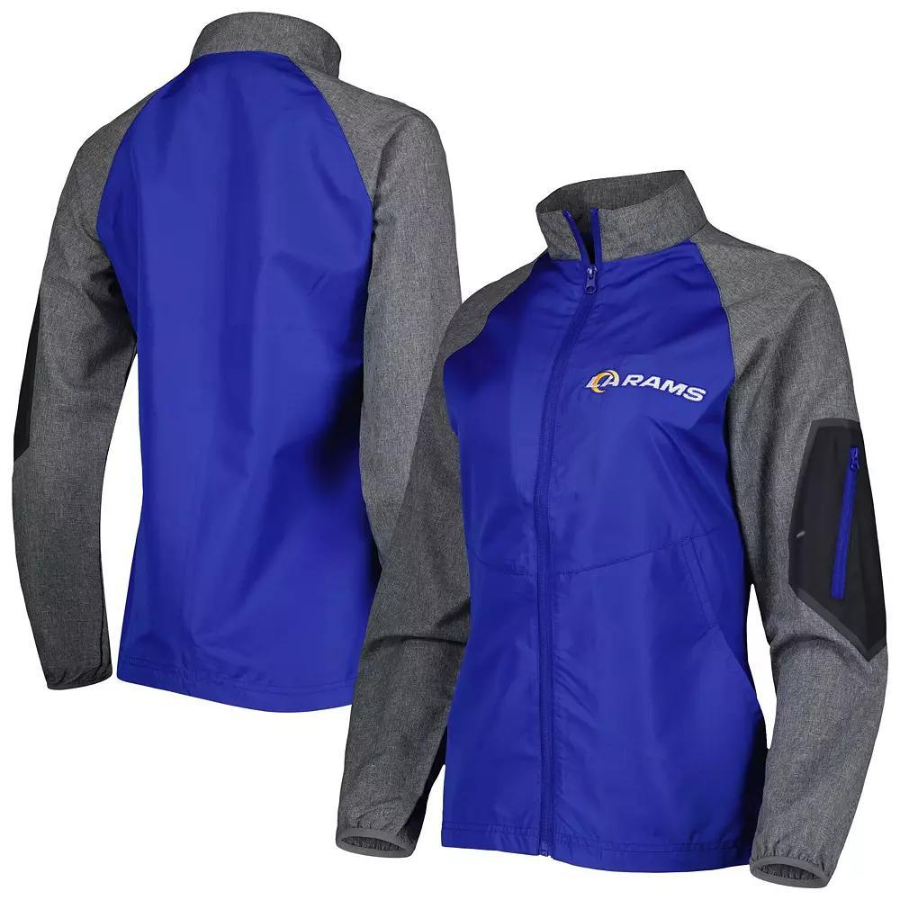 Womens Dunbrooke Royal/Gray Los Angeles Rams Hurricane Raglan Full-Zip Windbreaker Product Image