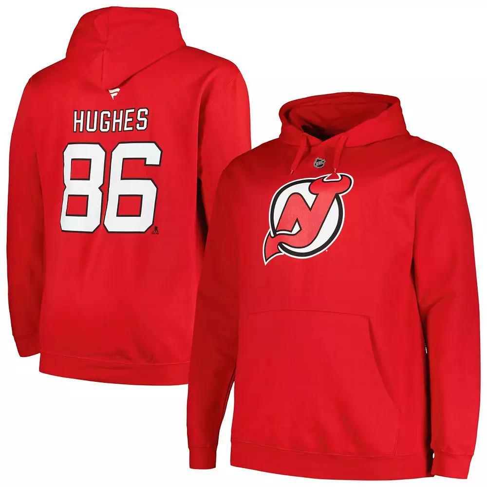 Men's Profile Jack Hughes Red New Jersey Devils Big & Tall Name & Number Pullover Hoodie, Size: 2XLT, Nhl Red Product Image