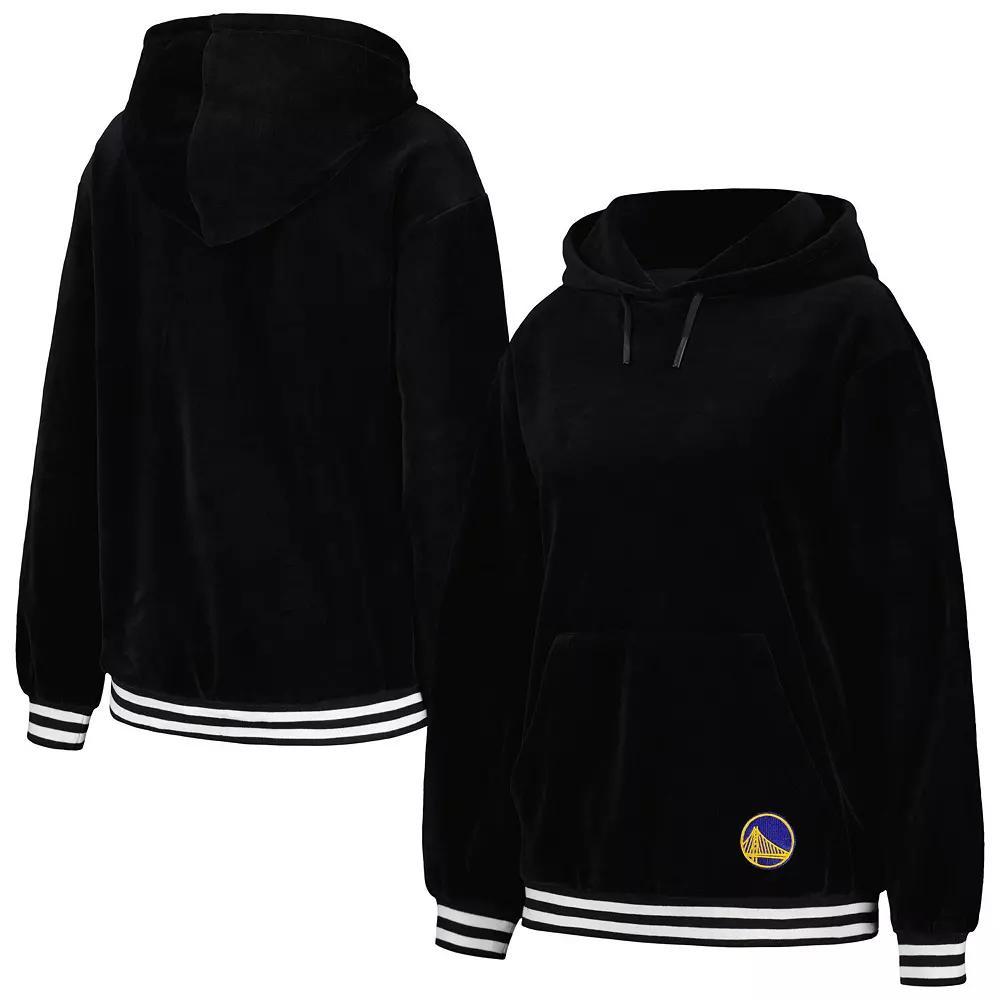 Women's Lusso Black Golden State Warriors Nellie Oversized Velour Pullover Hoodie, Size: XL Product Image