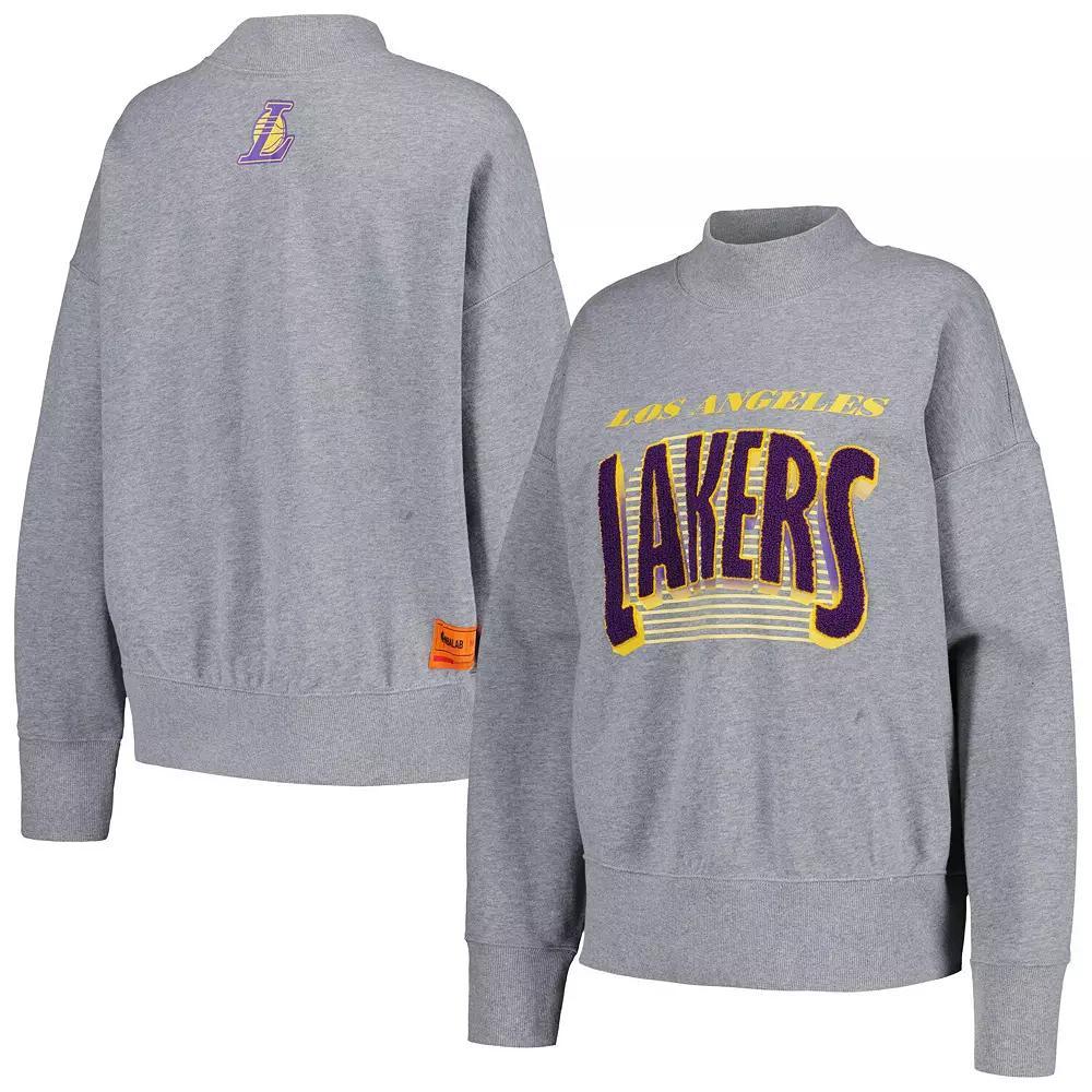 Women's Qore Gray Los Angeles Lakers Oversized Cozy Mock Neck Pullover Sweatshirt, Size: Small/Medium, Grey Product Image