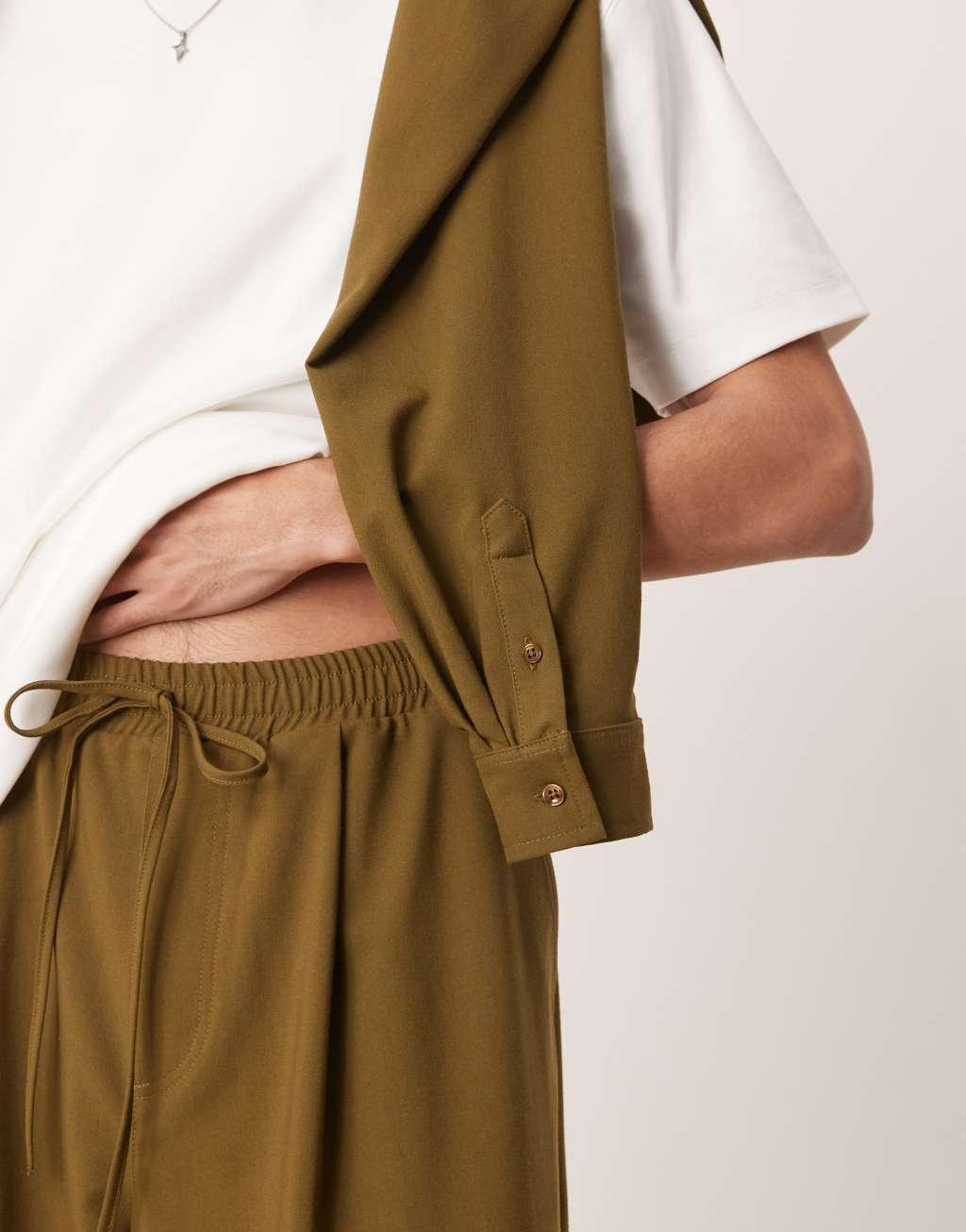 ASOS DESIGN baggy balloon pants in brown - part of a set Product Image