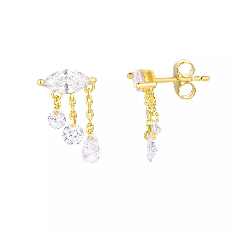 Taylor Grace 14k Gold Plated Marquise Cubic Zirconia Dangle Stud Earrings, Women's, Gold Tone Product Image