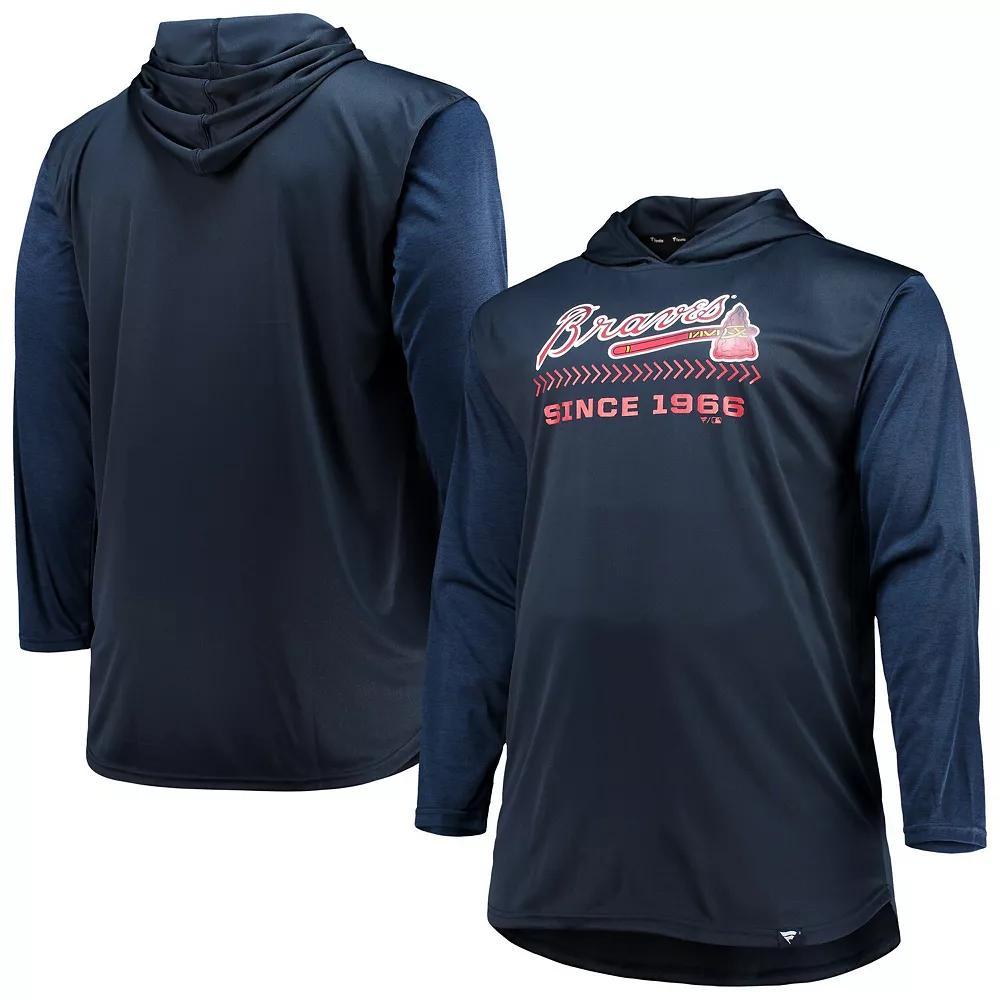 Men's Navy/Heathered Navy Atlanta Braves Big & Tall Wordmark Club Pullover Hoodie, Size: 3XB, Blue Product Image