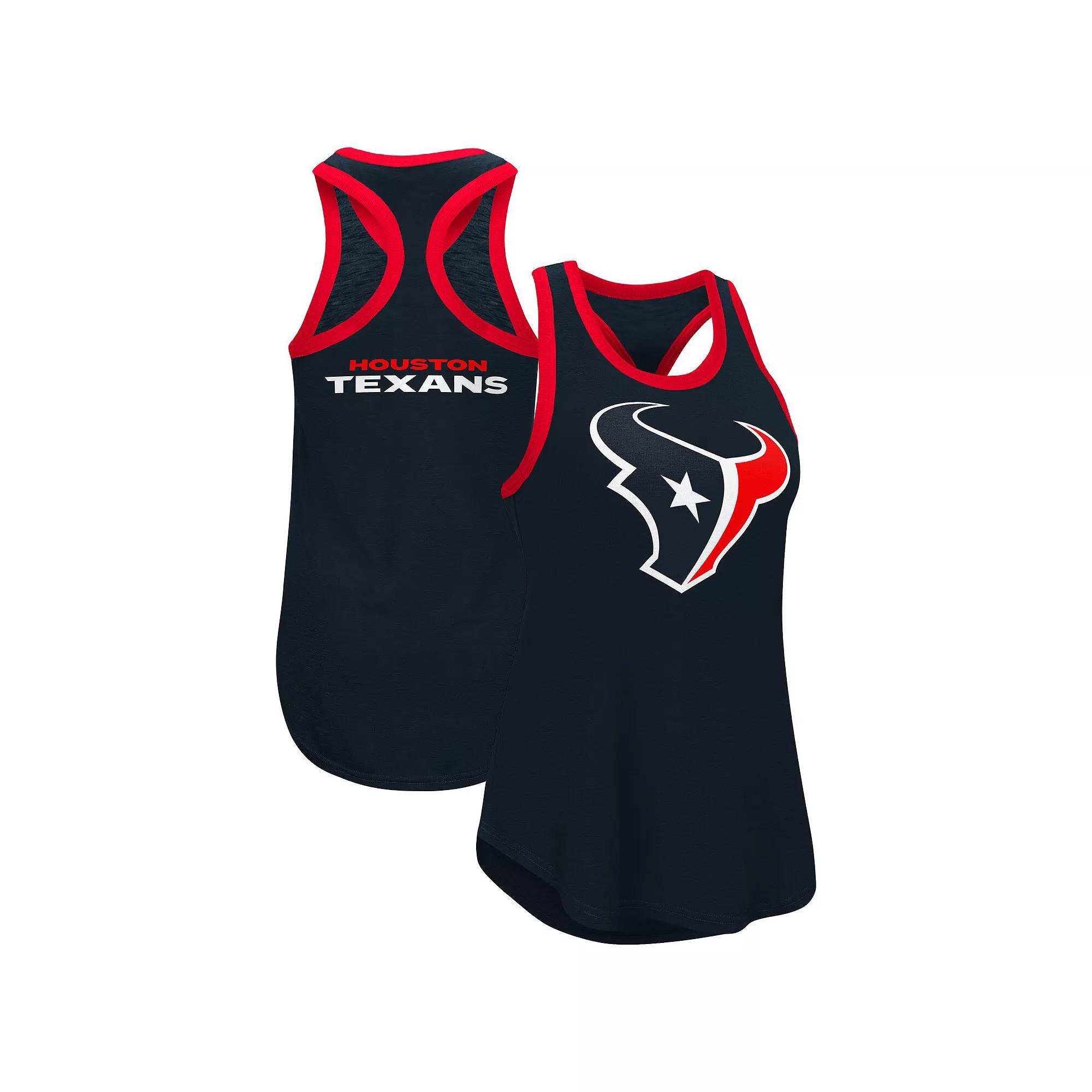 Women's G-III 4Her by Carl Banks  Navy Houston Texans Tater Racerback Tank Top, Size: Medium, Blue Product Image