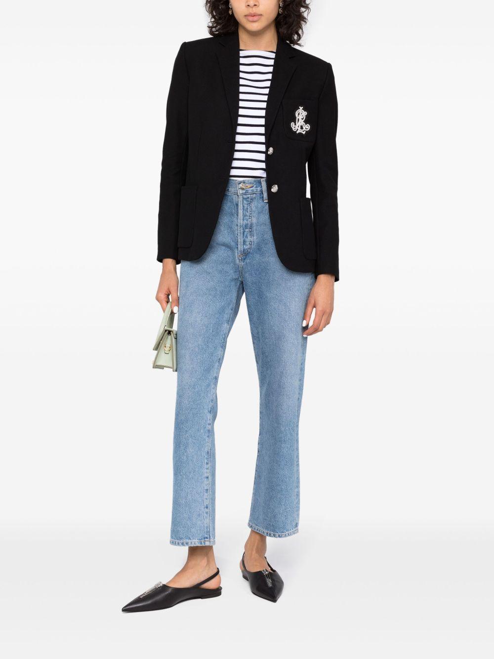 embroidered-logo single-breasted blazer Product Image
