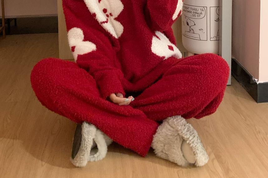 Pajama Set: Floral Sweater + Pants Product Image
