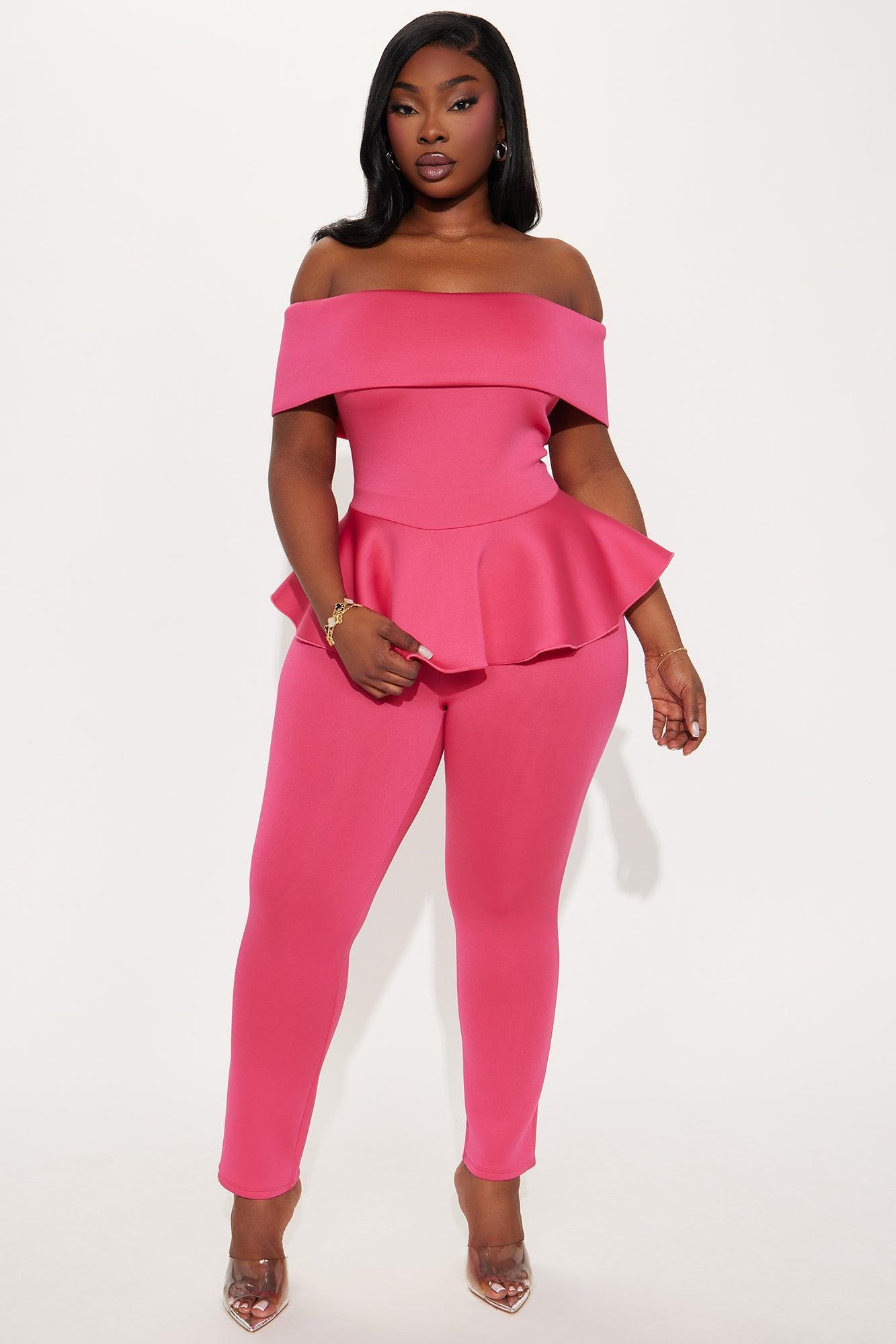 My Pretty Peplum Pant Set - Fuchsia Product Image