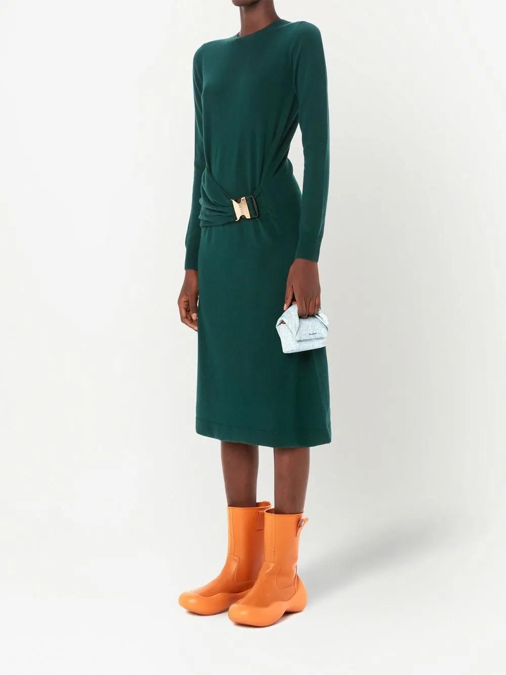 JW ANDERSON Buckle-waist Midi Dress In Green Product Image