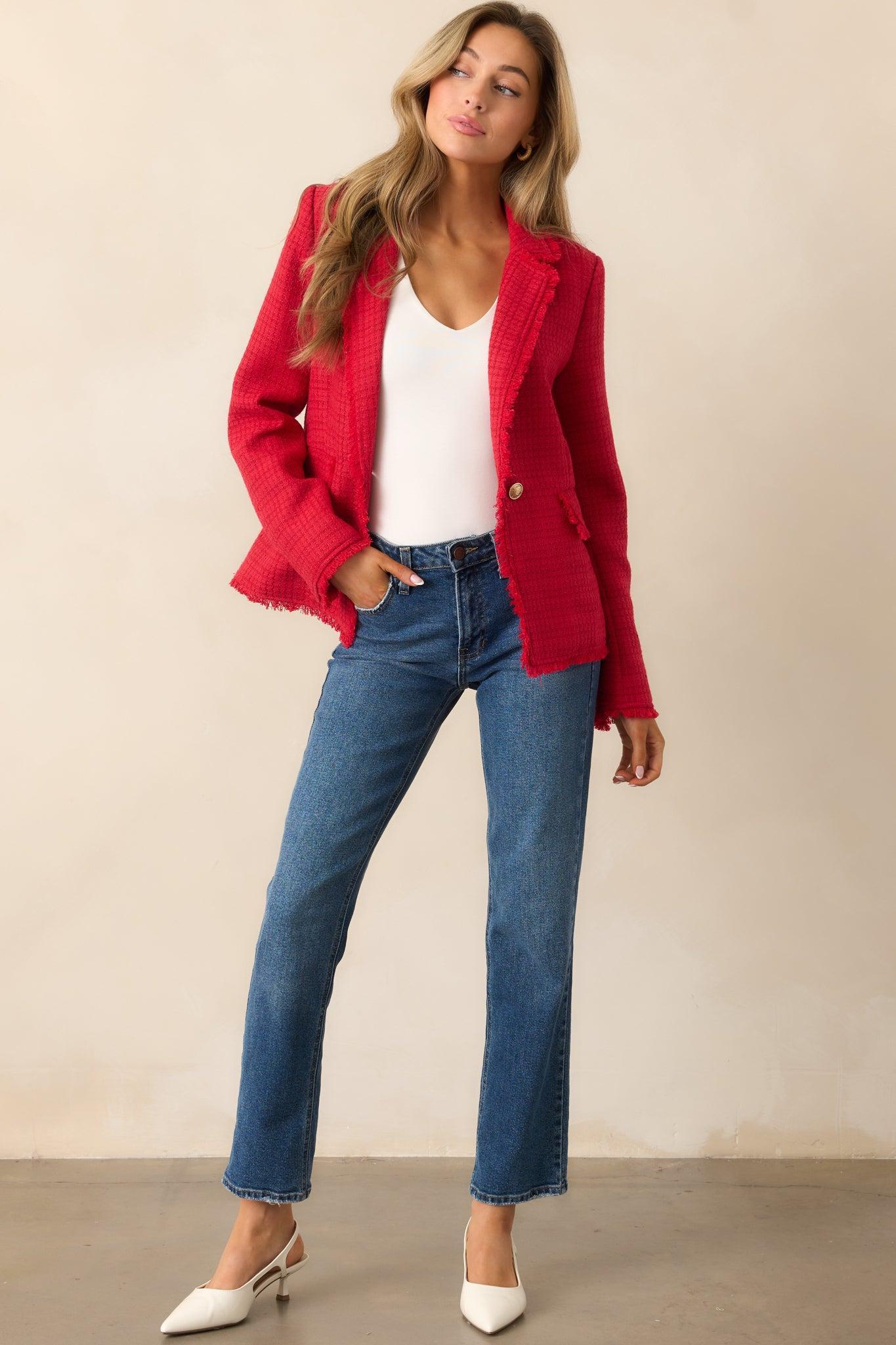 Made For This Red Tweed Blazer Product Image