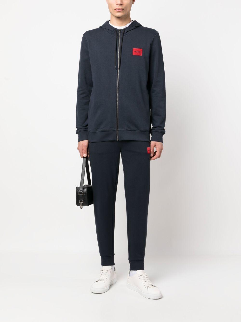 HUGO BOSS Chest Logo-patch Hoodie In Blue Product Image
