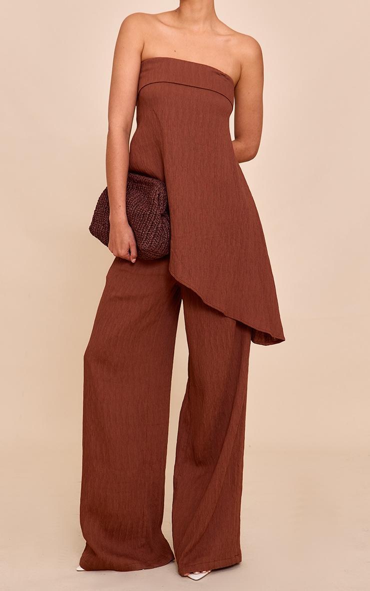  Chocolate Bandeau Asymmetric Drape Detail Top Product Image