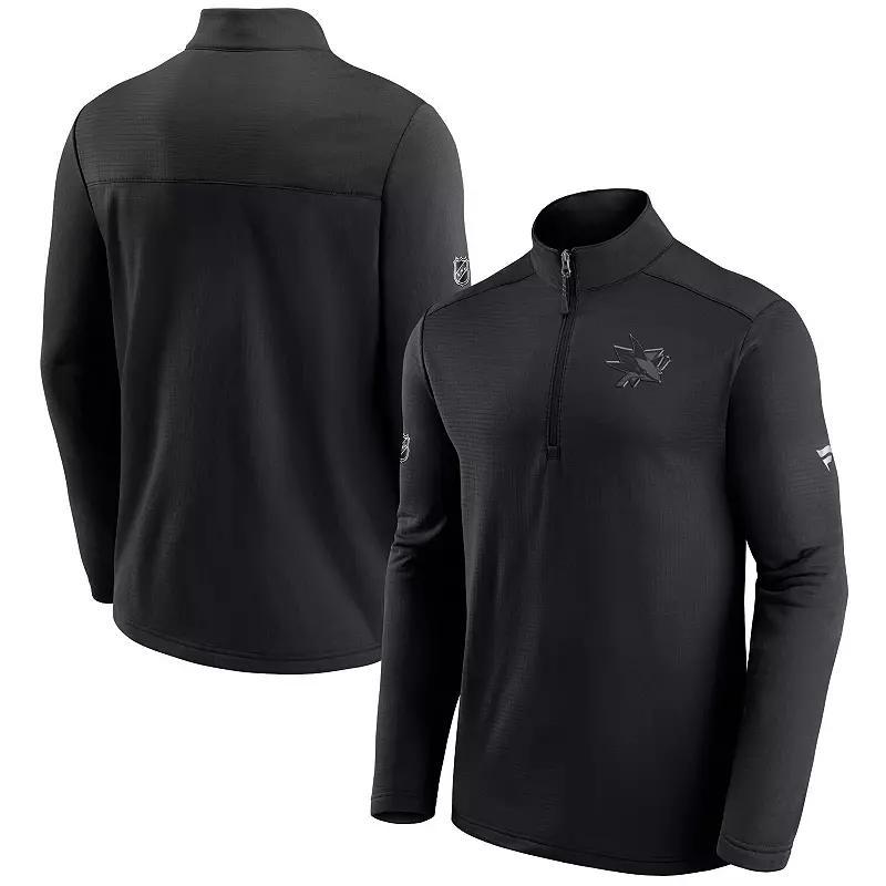 Men's Fanatics Branded Black San Jose Sharks Authentic Pro Travel and Training Quarter-Zip Jacket, Size: Small, Sks Black Product Image