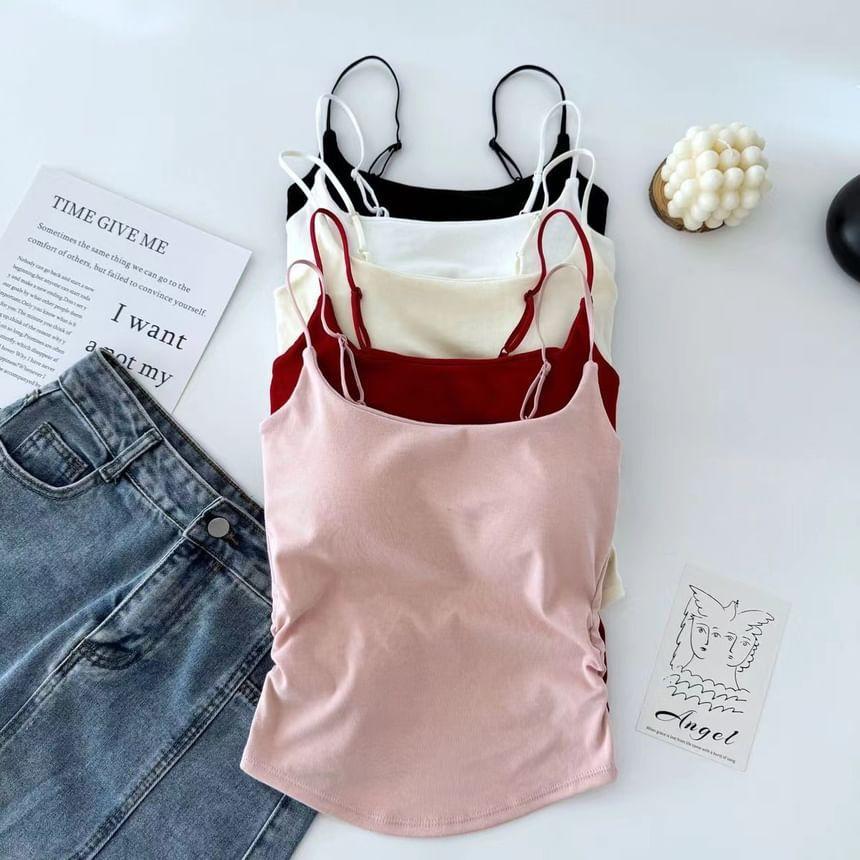 Plain Ruched Padded Cami Top Product Image