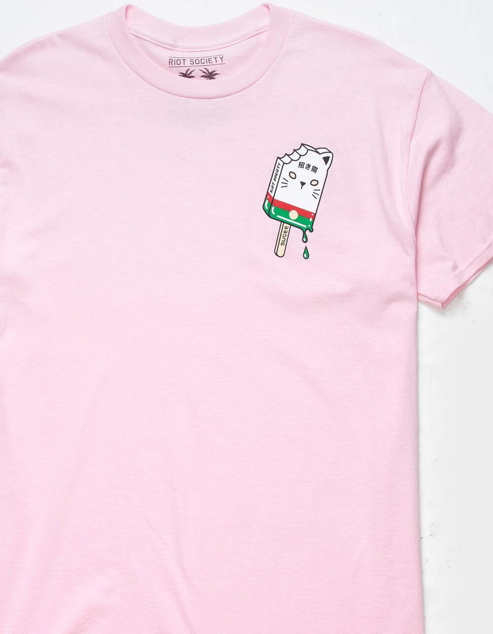 RIOT SOCIETY Sugee Cat Popsicle Mens Tee - LIGHT PINK Product Image