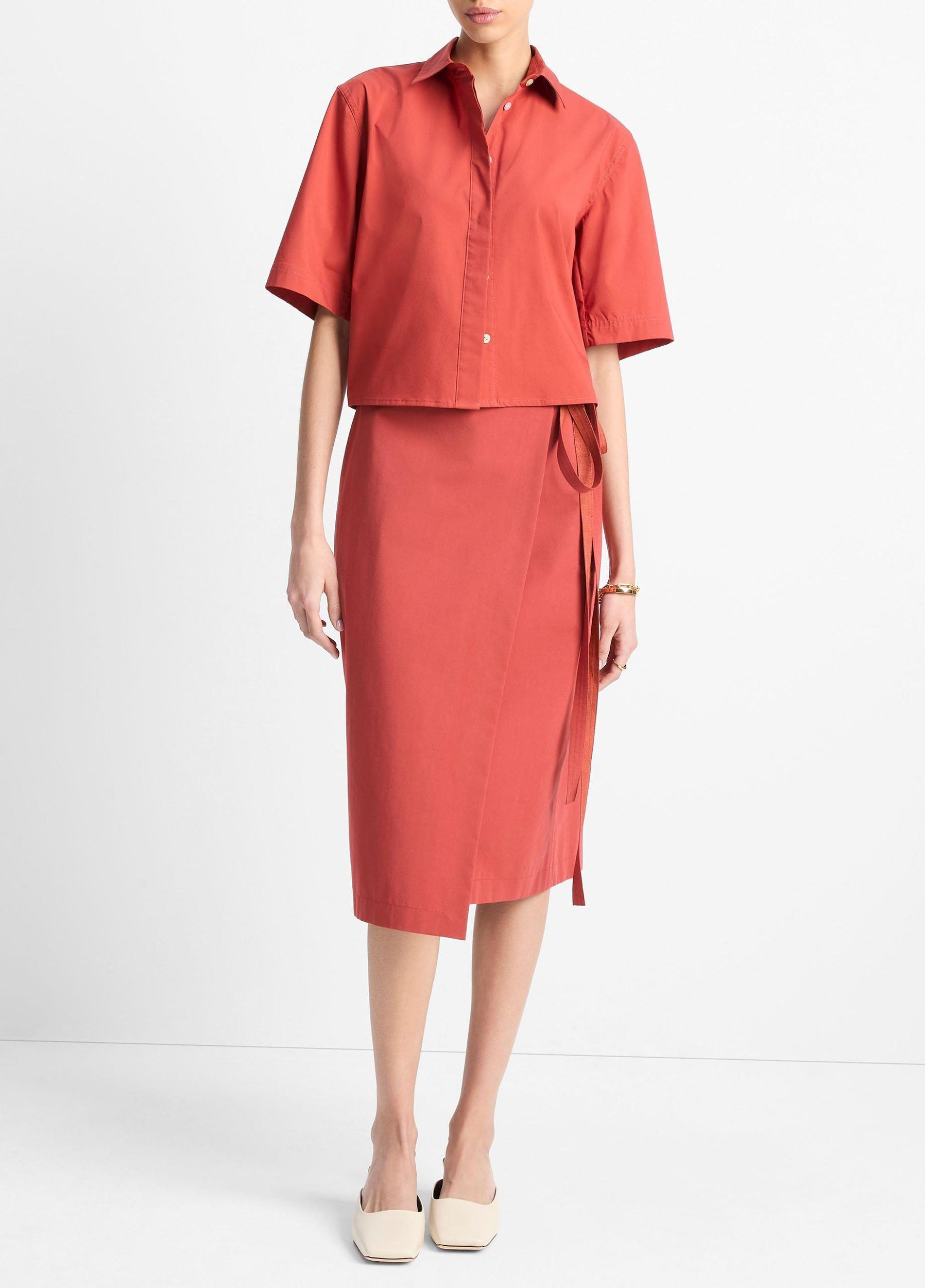 Cotton Short-Sleeve Cropped Shirt Product Image